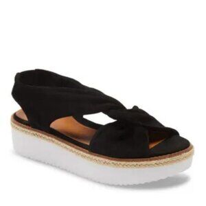 NEW Nordstrom Caslon Joelle Flatform‎ Black Sandals Suede Platform Size 8.5 Y2K